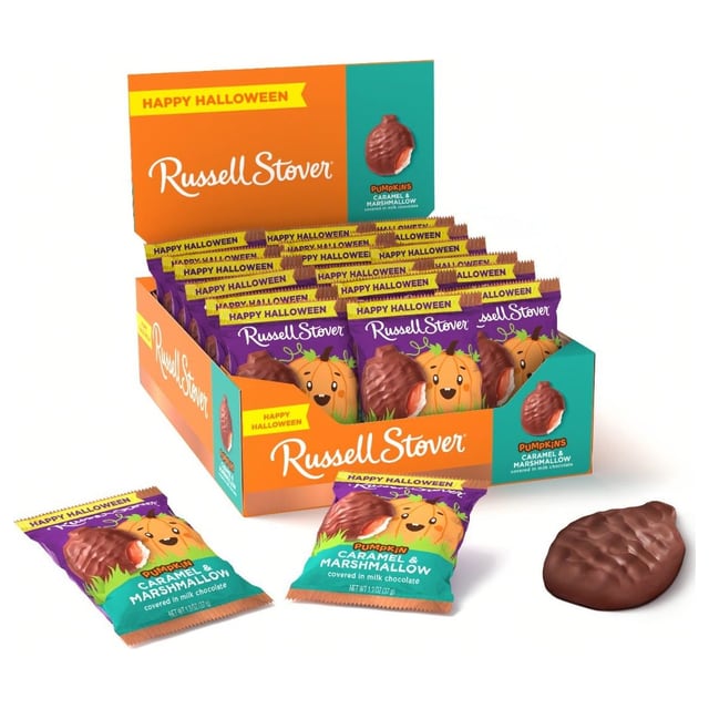 Halloween Milk Chocolate Caramel & Marshmallow Candy Bar Pumpkin, 1.3 Oz.
