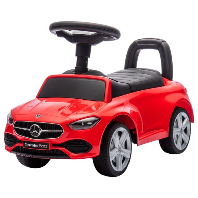 Qaba Mercedes-Benz C-Class Licensed Kids Ride On Car, Foot-to-Floor Toy with Anti-Tip Design, Horn & Start Sound, Red