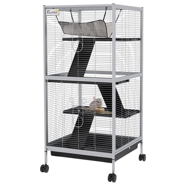PawHut 45" H Rolling Small Animal Cage with Hammock, Ferret Cage, Chinchilla…