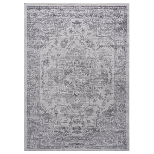 Naar 5x7 Stylish Stain-Resistant Area Rug with Non-Shedding Design, Carpet for Living Room, Bedroom, Home Office, 90" L x 63" W x 0.35" H, Silver