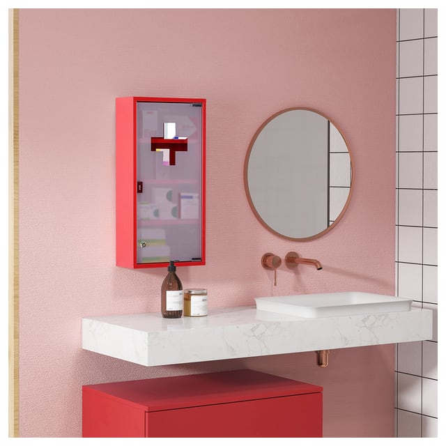 HOMCOM Wall Mount Medicine Cabinet Bathroom 4 Tier Shelves Steel Frame Glass…
