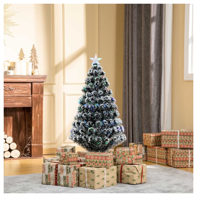 HOMCOM 4ft Pre-Lit LED Optical Fiber Christmas Tree - Artificial, with Stand, Perfect for Winter Holiday Seasonal Decor | Aosom Canada