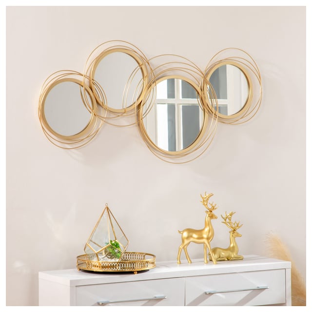 HOMCOM Modern Metal Wall Mirror Art: Hanging Decorative Sculptures for Living…