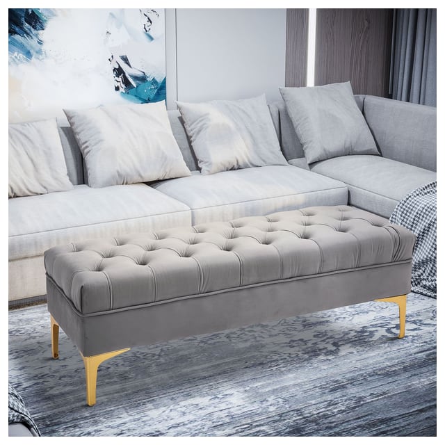 HOMCOM Button-Tufted Elegance: Modern Ottoman Bench with Entryway Shoe Storage…