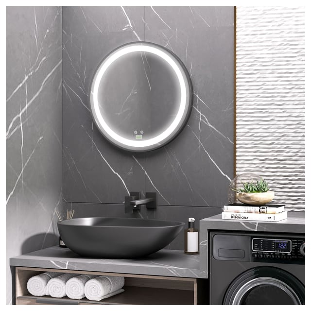 kleankin LED Bathroom Mirror for Vanity, Dimmable Lighted Anti Fog Wall Mirror with 3 Temperature Colors, Plug-in, 24 Inch | Aosom Canada
