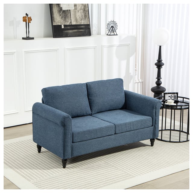 HOMCOM Vintage Loveseat, Upholstered Love Seat Furniture, Fabric 2 Seater Sofa…