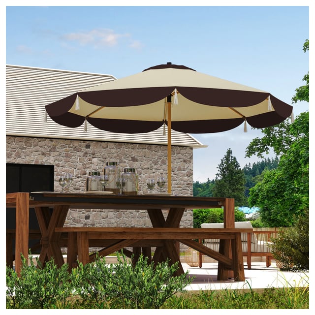 Outsunny 9FT Patio Umbrella Parasol, UPF 50+ Outdoor Market Umbrella with 8 Ribs…