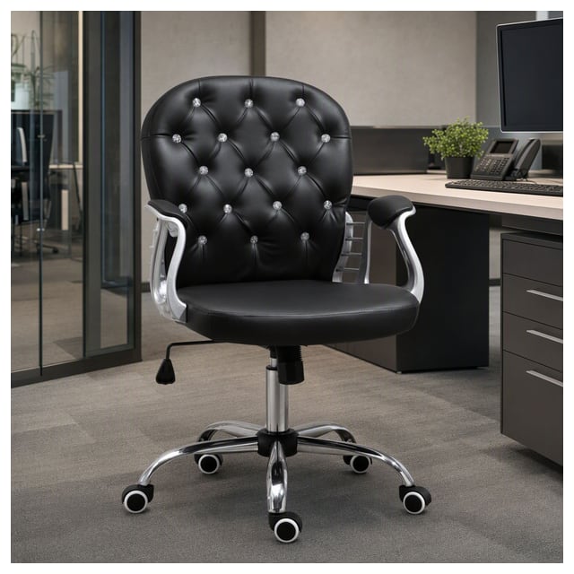 Vinsetto Vanity Office Chair: Tufted Backrest, Swivel Task Seat, Adjustable…