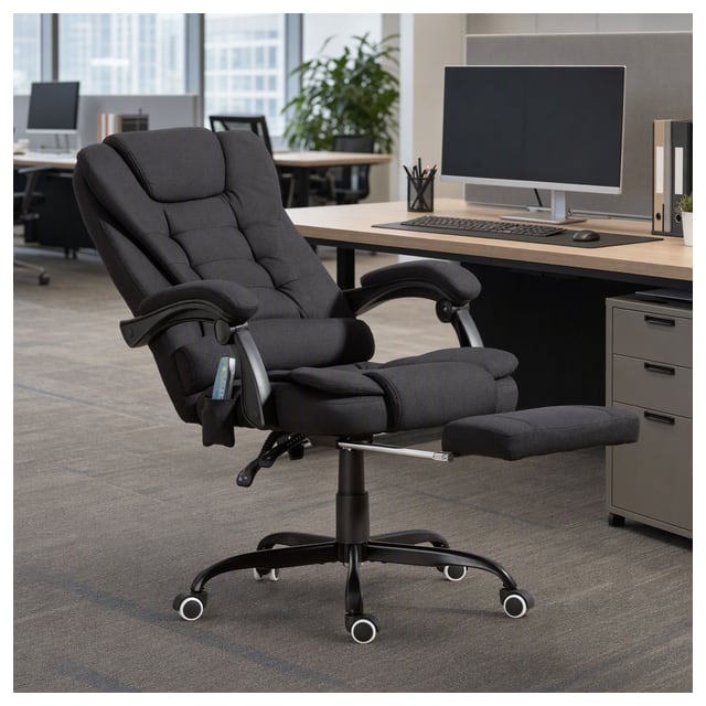 Vinsetto 7-Point Vibrating Massage Desk Chair, Reclining Office Chair…