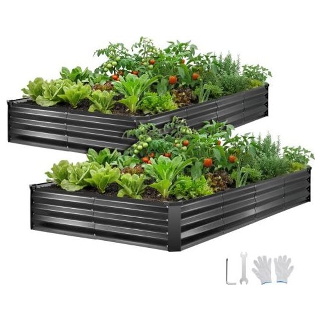 VEVOR 2 Pack Galvanized Raised Garden Beds, 8 x 4 x 1 ft, Rectangular Metal…