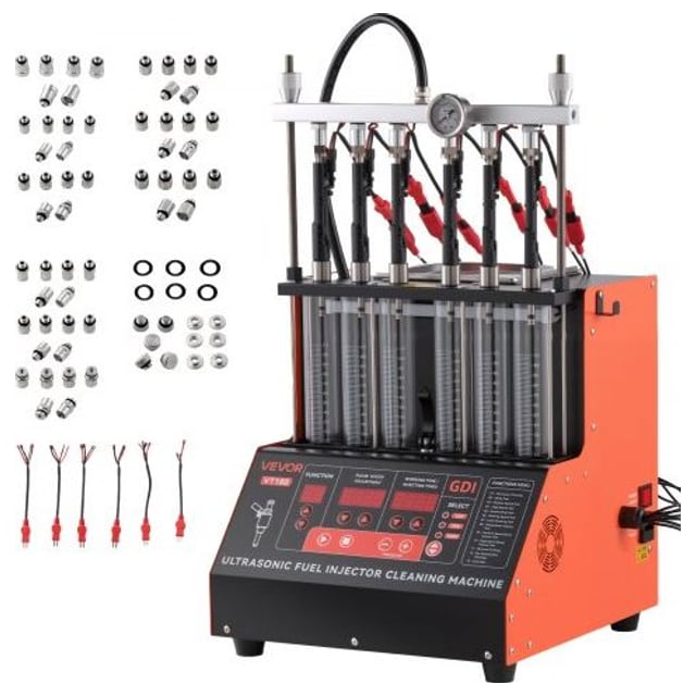 VEVOR Fuel Injector Cleaner Tester, 9 Test Modes, 6-Cylinder 28kHz Ultrasonic…
