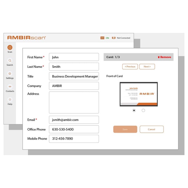 AmbirScan Business Card Software Single License For Use With 3rd Party Non-AMBIR Scanners (AS800-BCS)