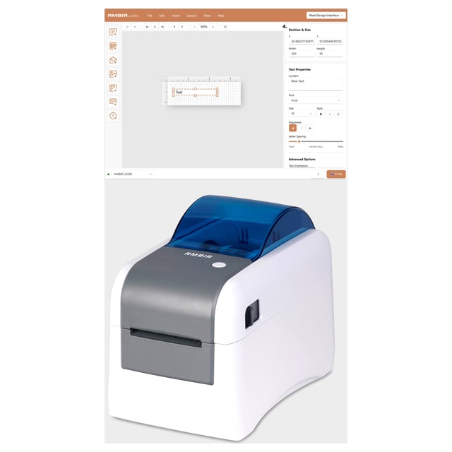 AMBIR LP230 2" Direct Thermal Wristband and Label Printer for Healthcare with AmbirLabel Software(LP230-NE)