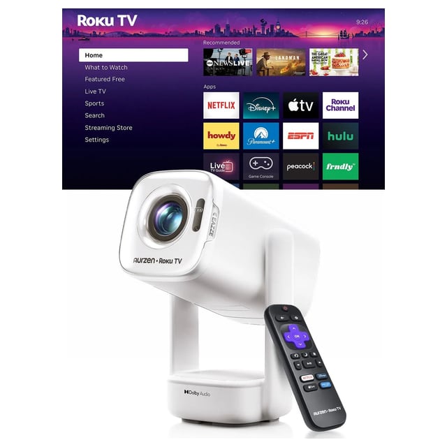 Aurzen EAZZE D1R air Portable Roku TV Smart Projector